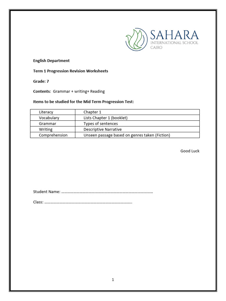 Revision Sheet 7 | PDF