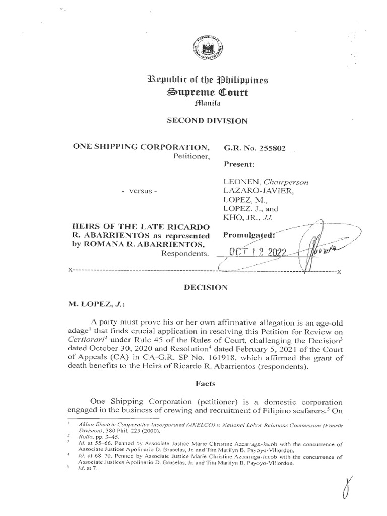 Juris Seaman Seafarer Death Compensability PDF Statute Of Limitations Employment