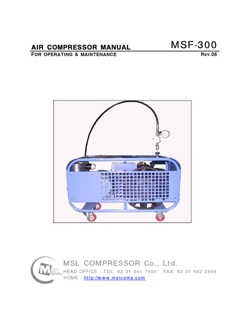 MSL MSF-300 Air Compressor Manual | PDF | Valve | Piston