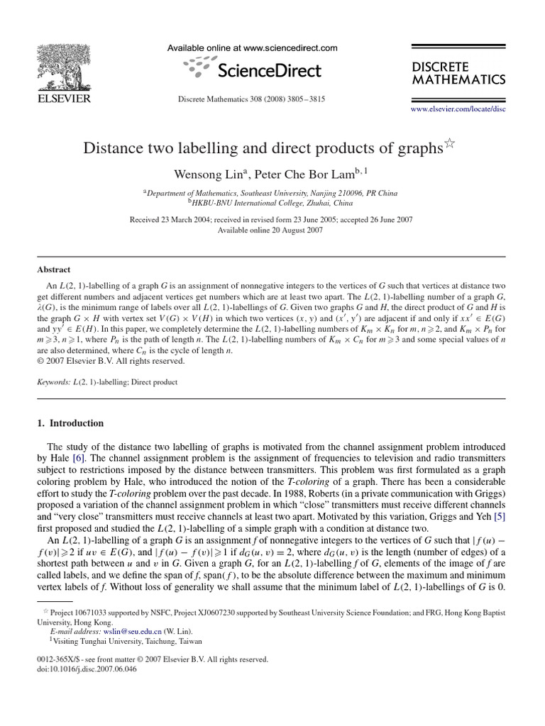 4 Distance Two Labelling and Direct Products of Graphs | Download Free ...