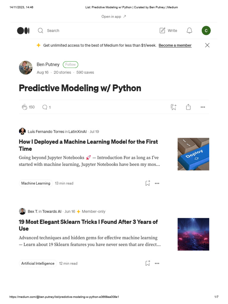 Predictive Modeling W - Python - Curated by Ben Putney - Medium | PDF ...