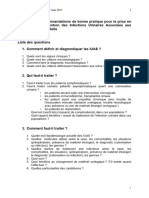 Recommandations - Bonne Pratique Pour La Prise en Charge Et La Prevention Des Infections Urinaires Associees Aux Soins de L Adulte 2015