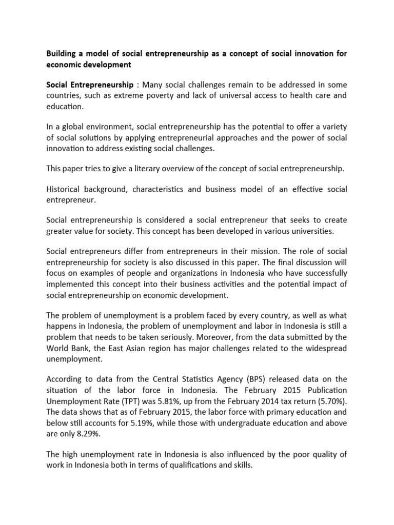 Building a model of social entrepreneurship as a concept of social