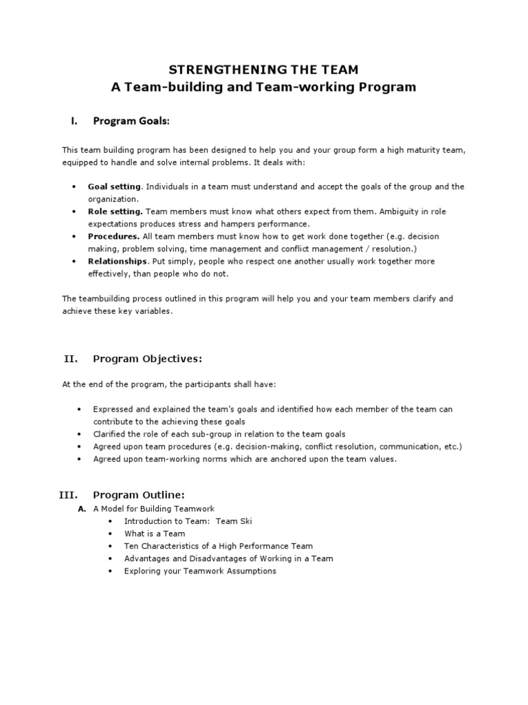 Strengthening The Team | PDF | Team Building | Goal