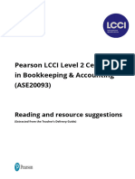 LCCI Level 2 Bookkeeping Accounting Reading and Resource Suggestions