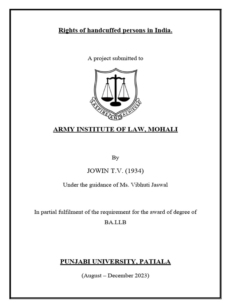 Rights of handcuffed persons in India PDF Handcuffs Prison
