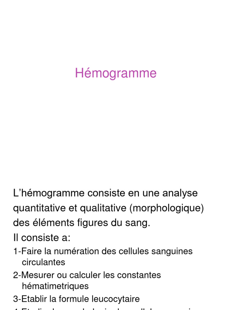 Analyse et Interprétation de l'Hémogramme | PDF | Globule rouge | Sang