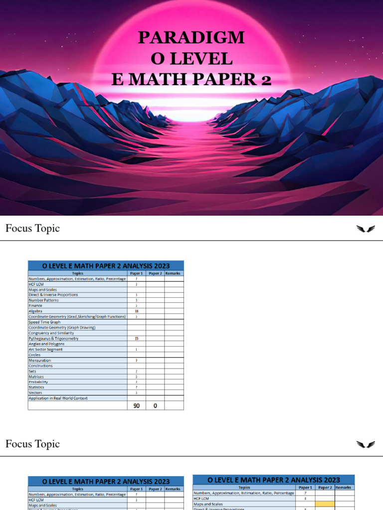 O Level E Math Paper 2 Overview | PDF | Analytic Geometry | Equations