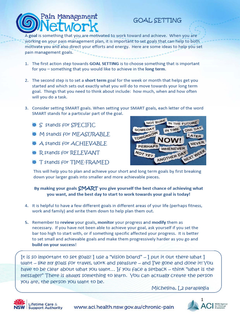 Setting SMART Goals for Pain Management | PDF | Goal | Goal Setting