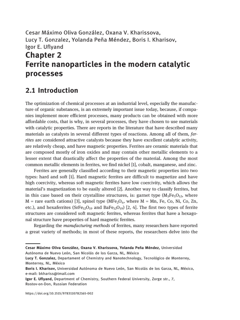 Ferrite Nanoparticles in The Modern Catalytic Processes PDF