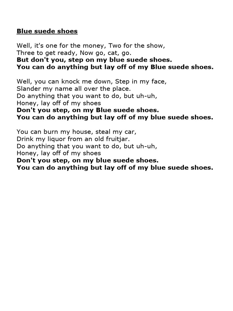 Blue Suede Shoes Lyrics Analysis PDF
