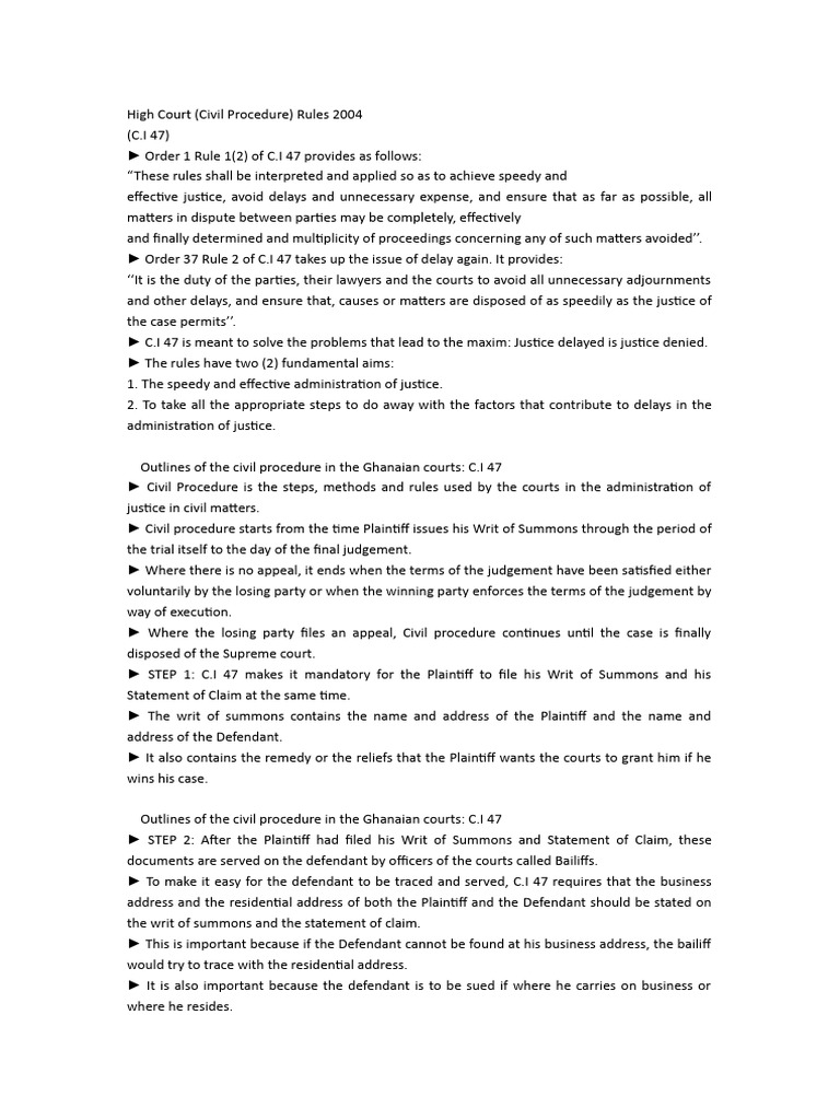 Civil Procedure Rules in Ghana (C.I 47) | PDF | Judgment (Law ...