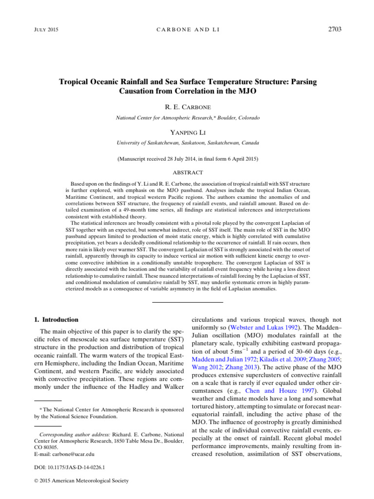 Correlation Tropical Rain SST | PDF | Sea Surface Temperature ...