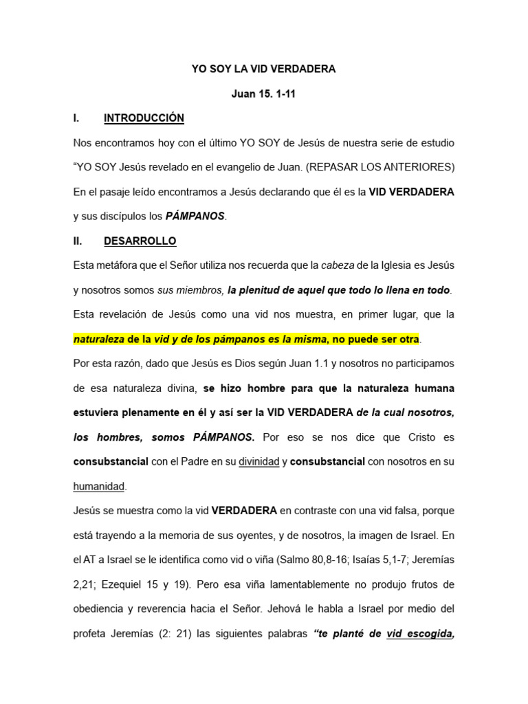 Yo Soy La Vid Verdadera | PDF | Hoja | Jesús