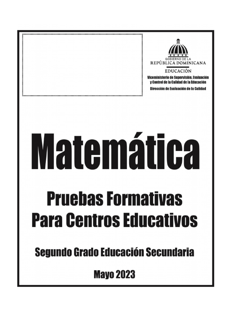 Prueba de Matemática 2do Secundaria | PDF