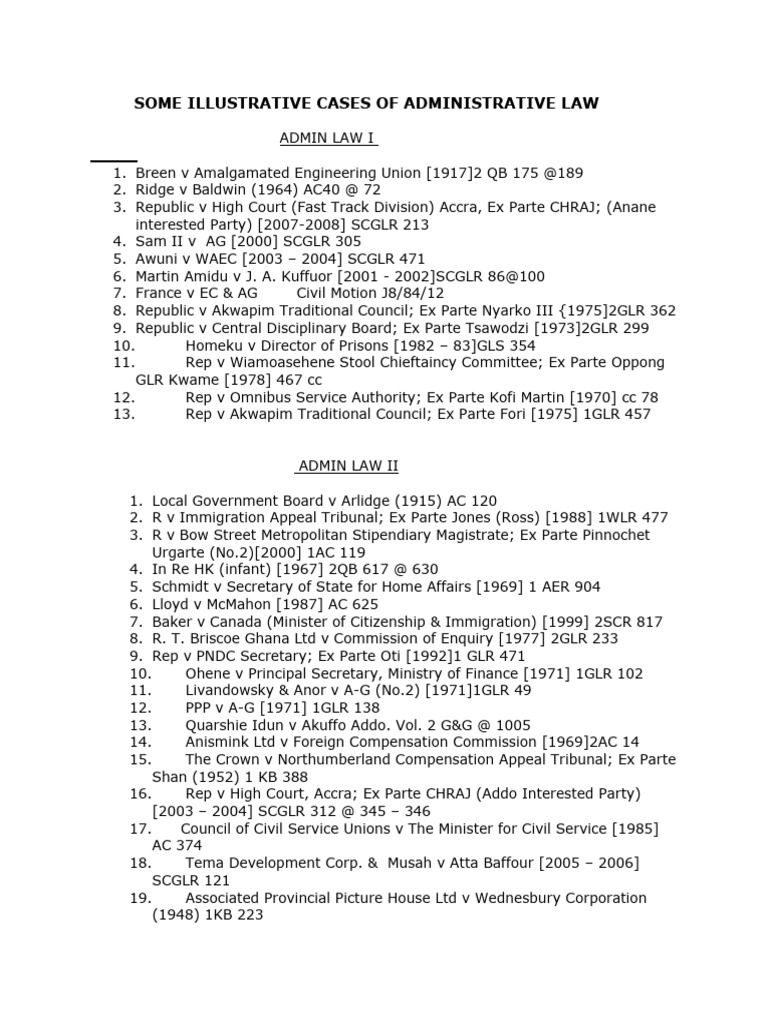 Key Administrative Law Cases in Ghana | PDF | Government | Judiciaries