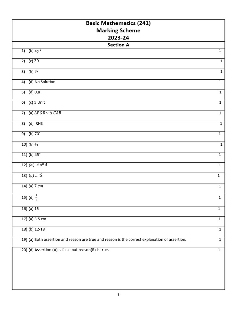 Cbse class x mathematics basic 2023 24 marking scheme pdf sphere
