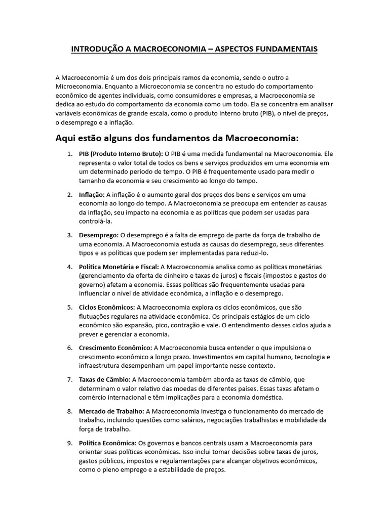 Fundamentos da Macroeconomia Explicados | PDF | Inflação | Política ...