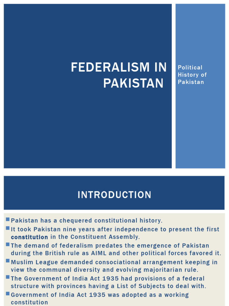 Federalism and Political History of Pakistan | PDF | Federalism ...