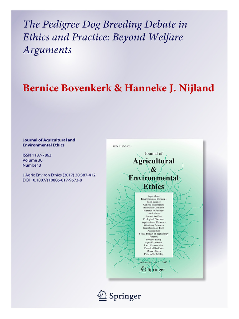 Bovenkerk & Nijland 2017 The Pedrigree Dog Breeding Debate in Ethics