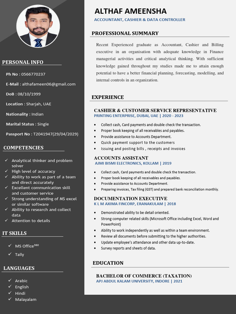 Provisional CV of Althaf Ameensha | PDF | Accounts Payable | Invoice