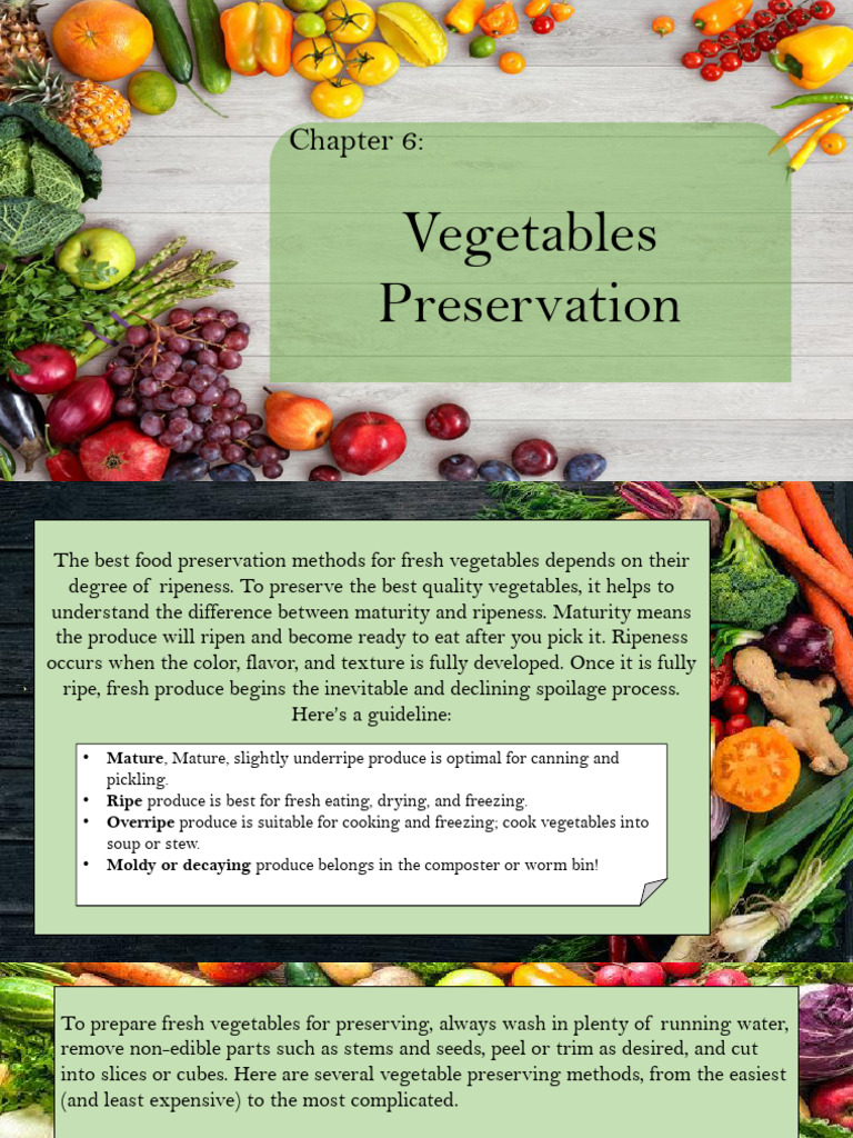 Vegetable Preservation Methods Explained | PDF | Food Preservation ...
