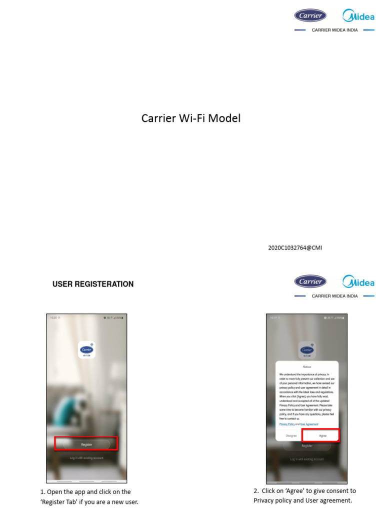 Carrier WIFI Connect Procedure PDF Password Login