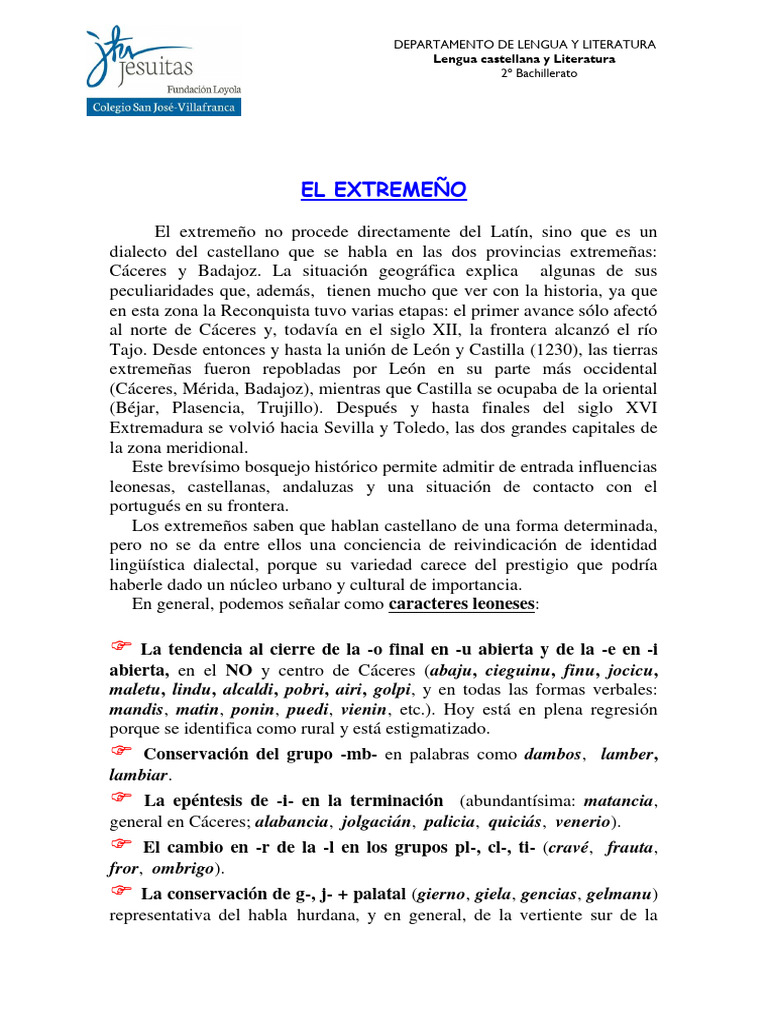 EL EXTREMEÑO | PDF | Dialecto | Lengua española