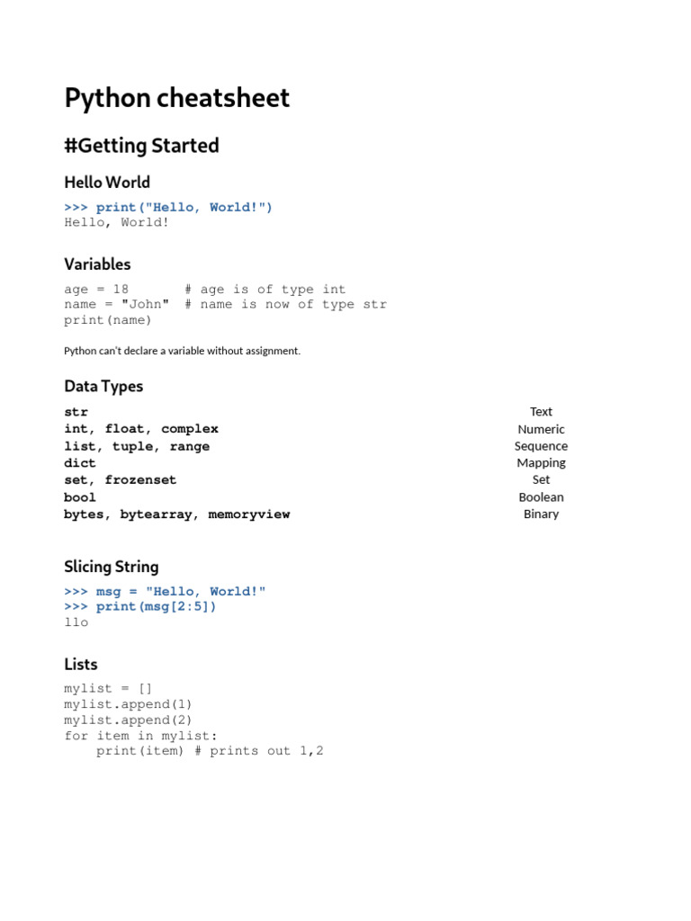 Python Cheat Sheet & Reference | PDF | Boolean Data Type | Computer Data