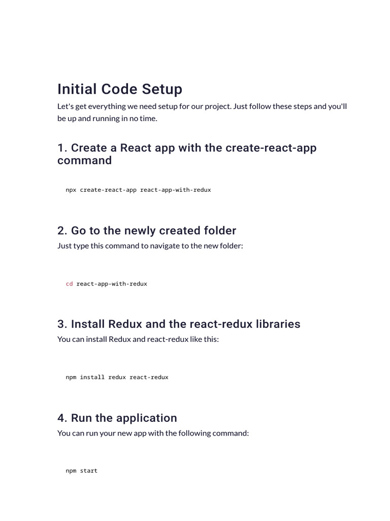 Setting Up React App with Redux | PDF | Software Development | Computing