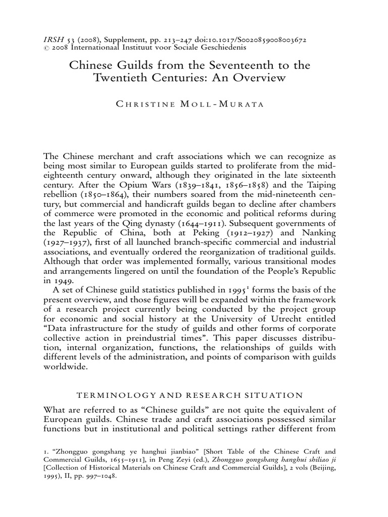 Overview of Chinese Guilds (1600-1900) | PDF | China | World Politics