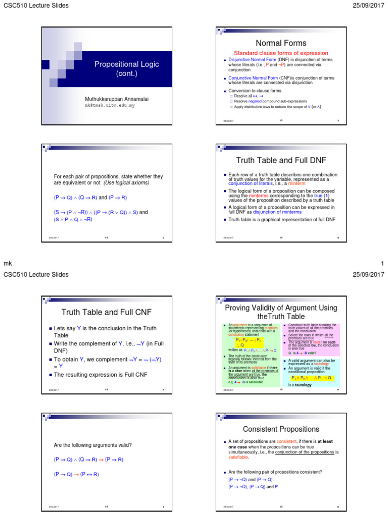 Propositional Logic (Cont.) Normal Forms PDF Argument Logical Expressions