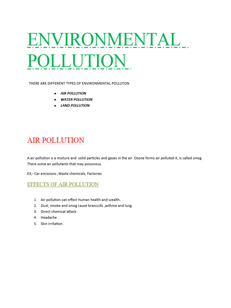 Environmental Pollution | PDF | Science & Mathematics