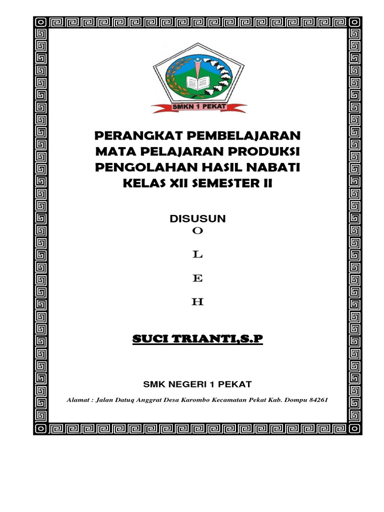 Program Pembelajaran Pengolahan Nabati | PDF