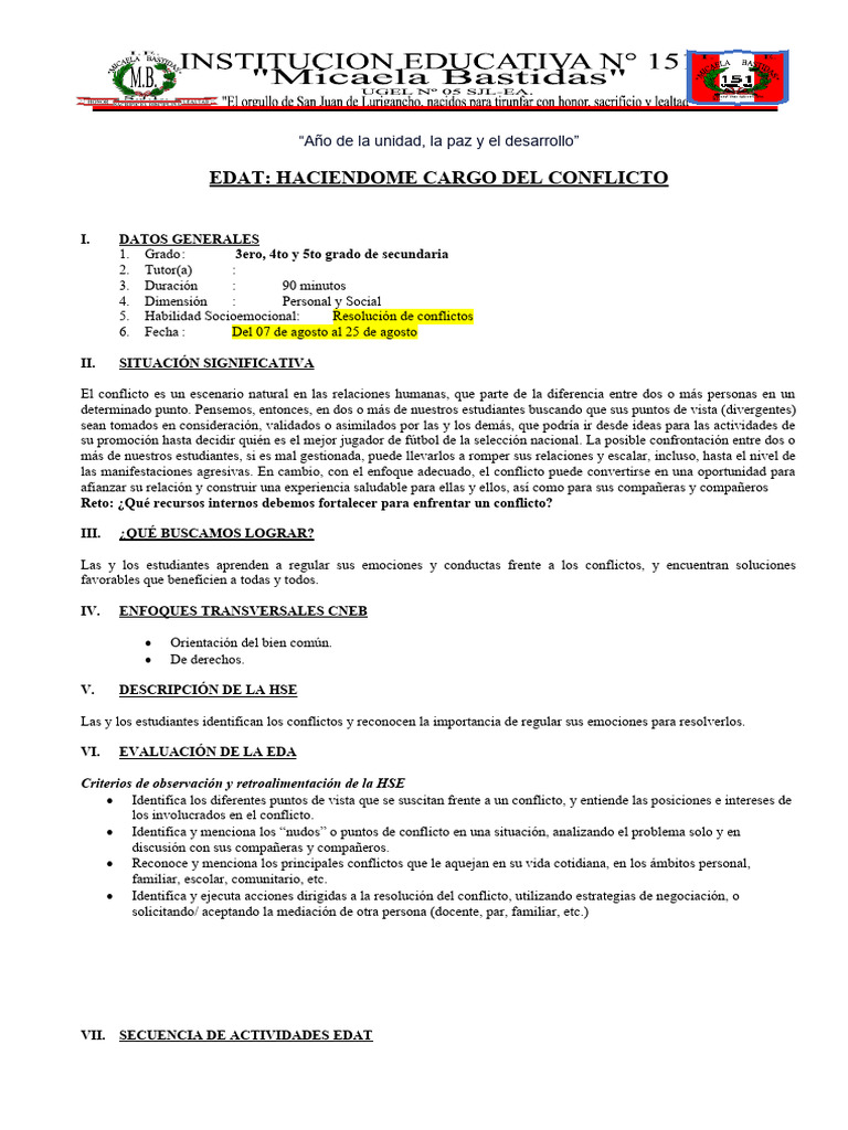 Resolución de Conflictos en Estudiantes | PDF | Las emociones | Cognición