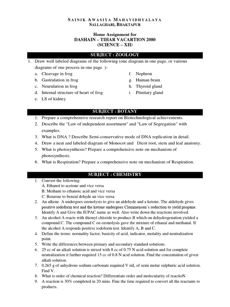 Dashain-Tihar Homework Assignments 2080 | PDF | Ellipse | Ethanol