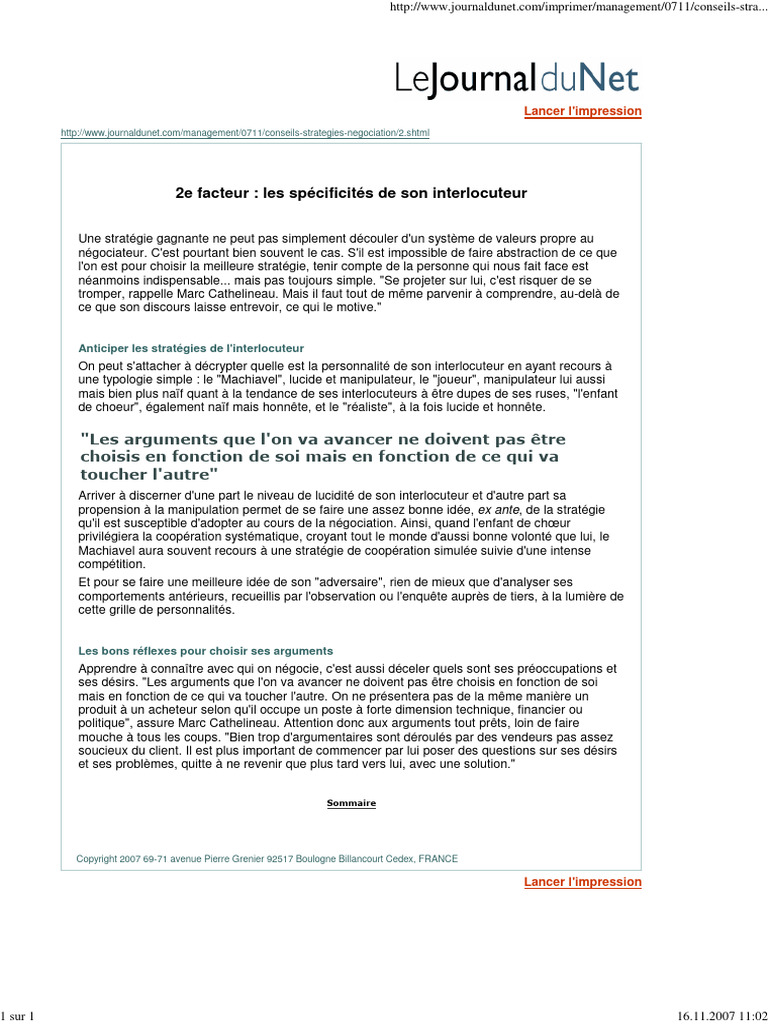 2e Facteur Les Spécificités de Son Interlocuteur | PDF | Nicolas Machiavel