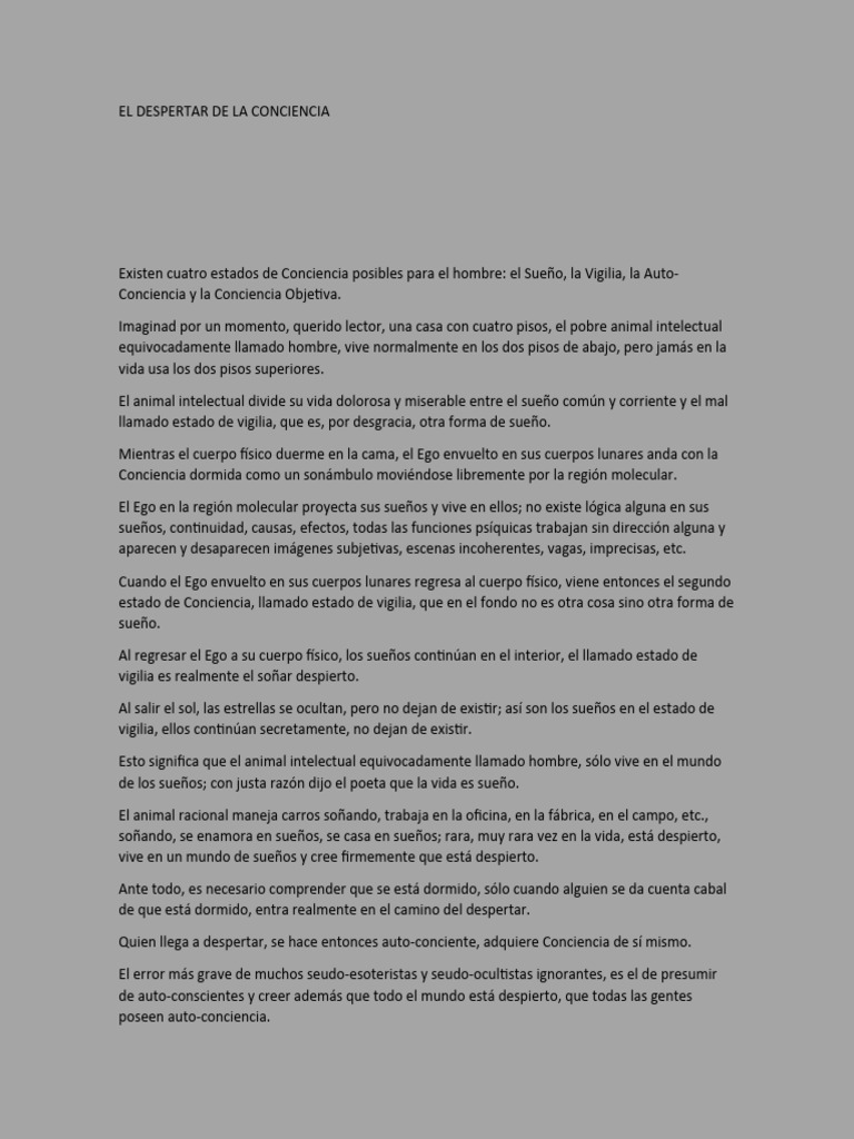 El Despertar de La Conciencia | PDF | Sueño | Dormir