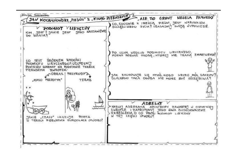 Sprawdzian Jan Kochanowski Fraszki 3 Gimnazjum