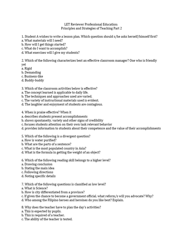 Principles and Strategies of Teaching Part 2 | PDF | Teachers ...