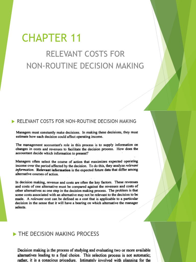 Chapter 11 relevant cost for non routine decision making pdf