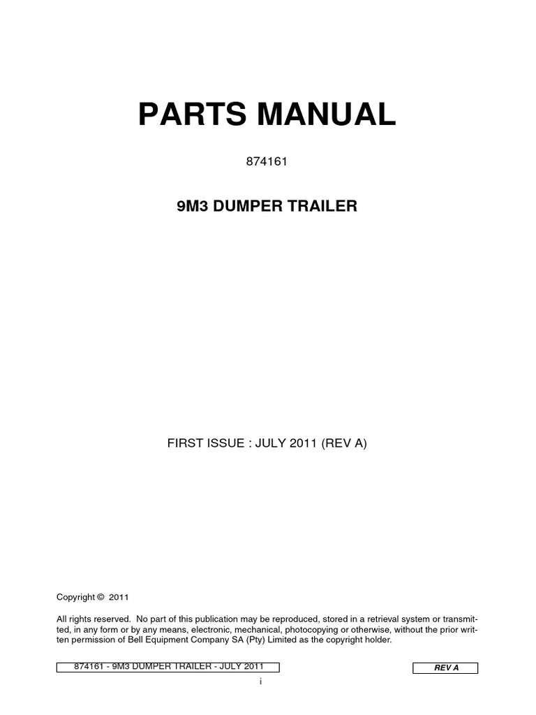 PM 9M3 Dumper Trailer RevA | PDF | Axle | Manufactured Goods
