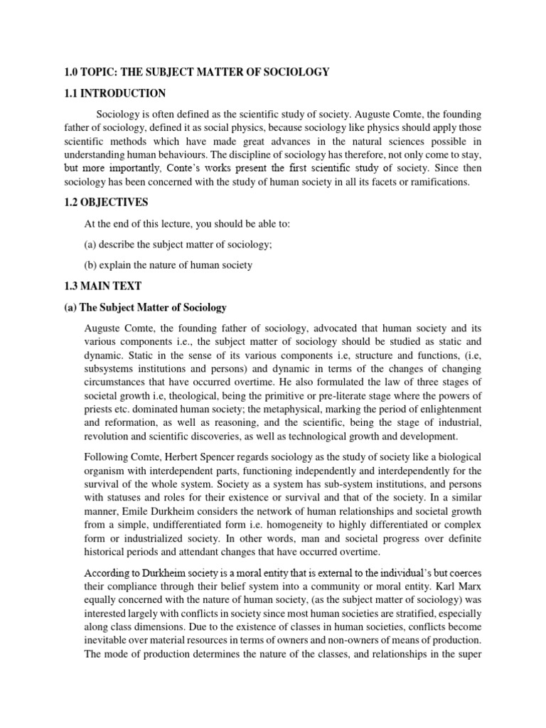 1st Lecture Soc 101 Lecture Pdf Sociology Social Sciences