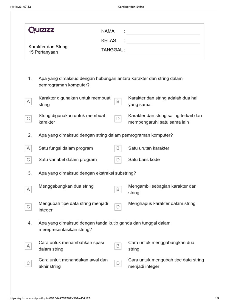 Hubungan Karakter dan String dalam Pemrograman | PDF