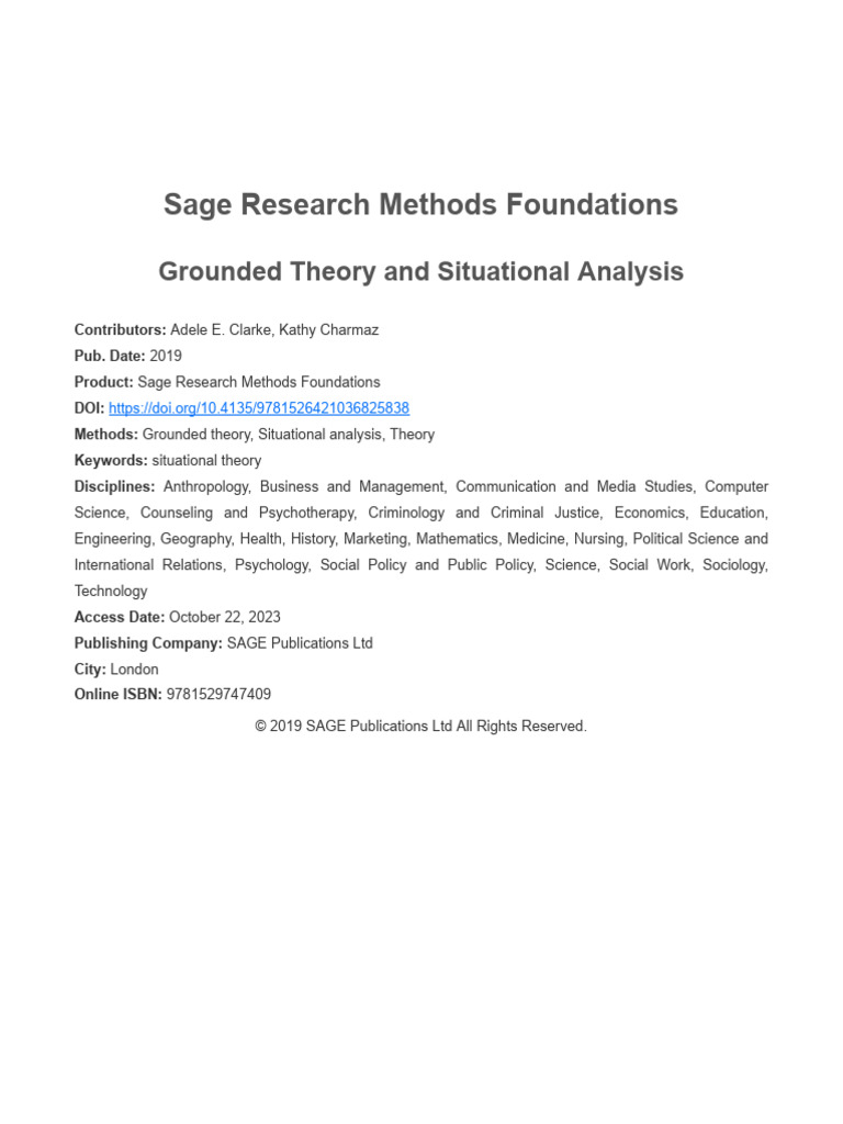 Grounded Theory and Situational Analysis | PDF | Qualitative Research ...