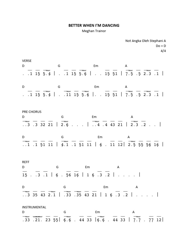 Meghan Trainor Better When I'm Dancing (D) PDF