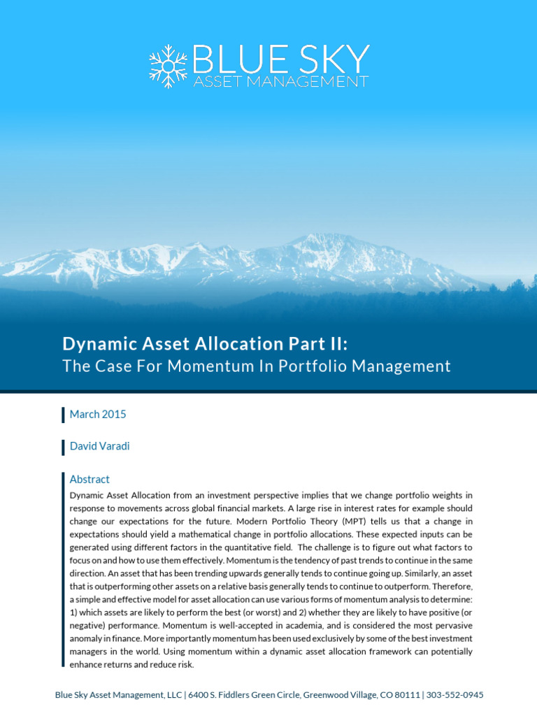 Momentum in Dynamic Asset Allocation | PDF | Asset Allocation ...