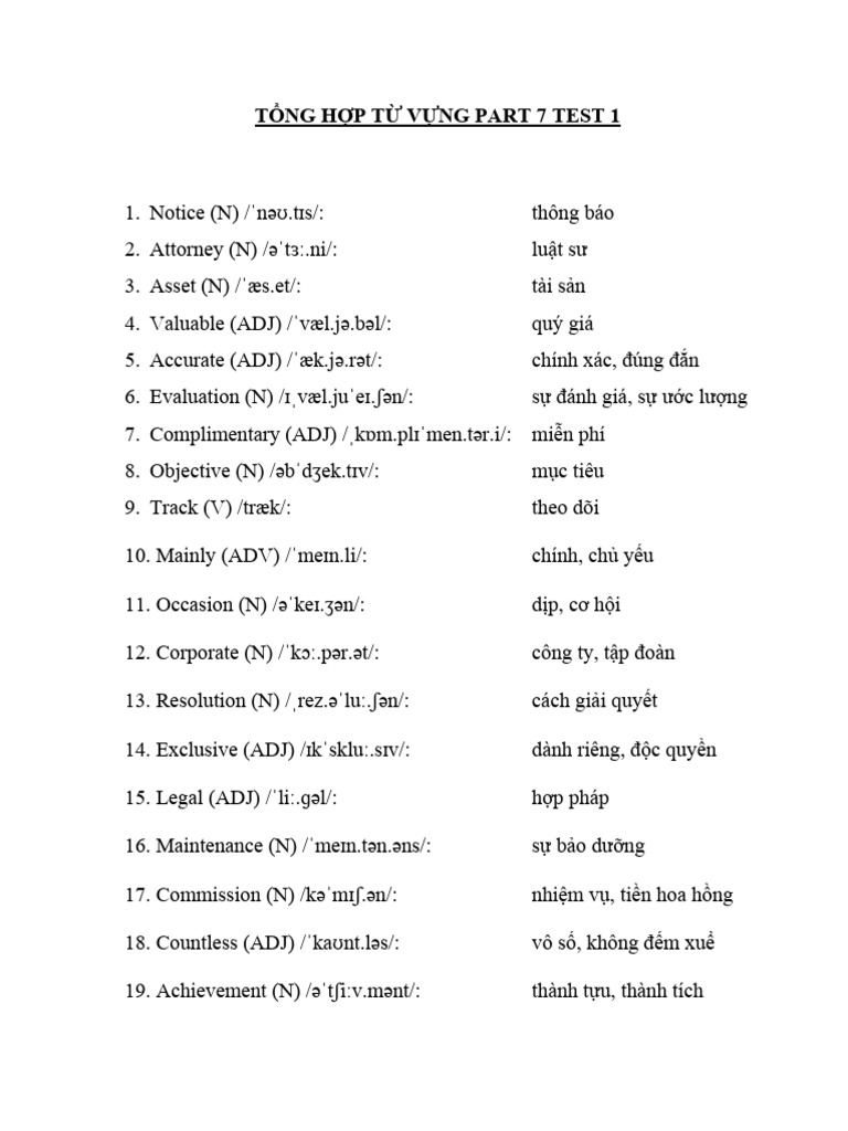 T NG H P T V NG Part 7 Test 1 | PDF