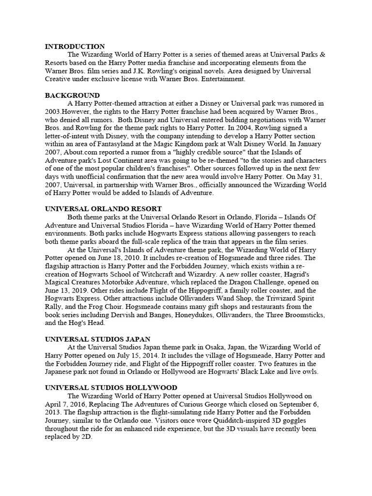 Wizarding World of Harry Potter Overview | PDF | Harry Potter