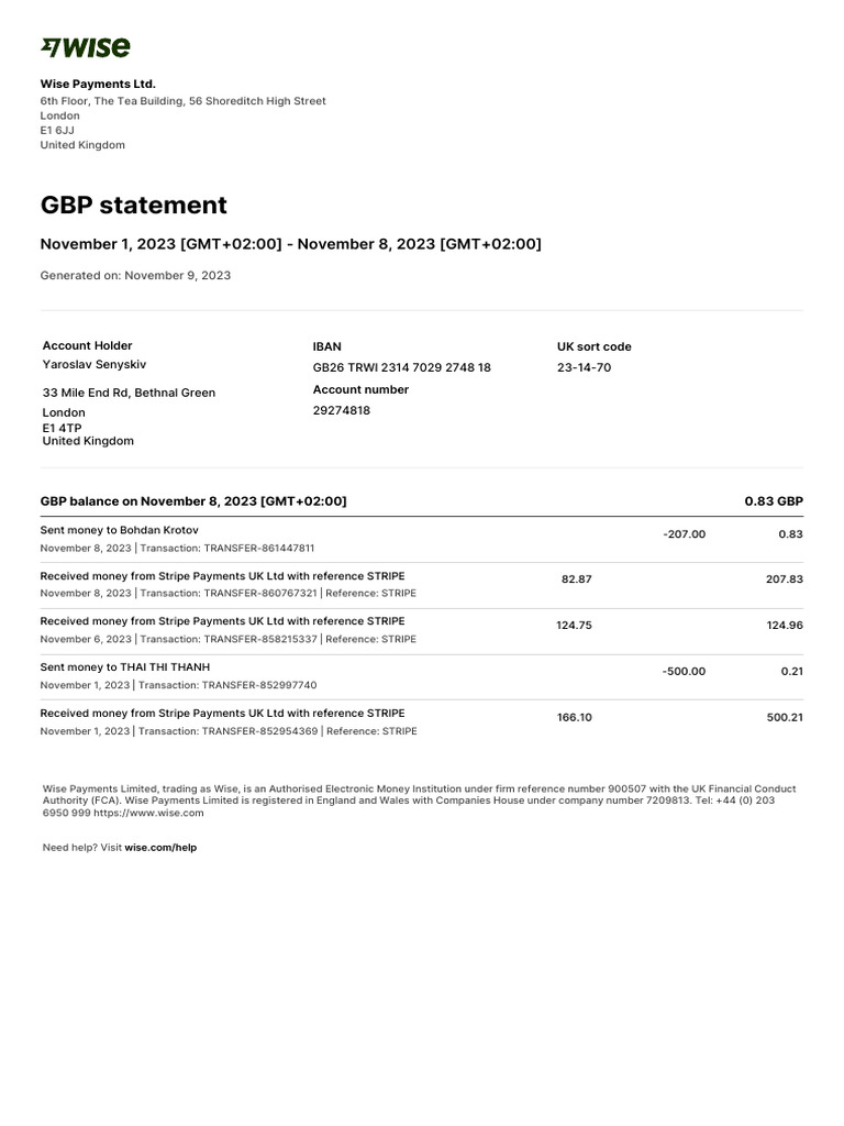 Balance Statement | PDF